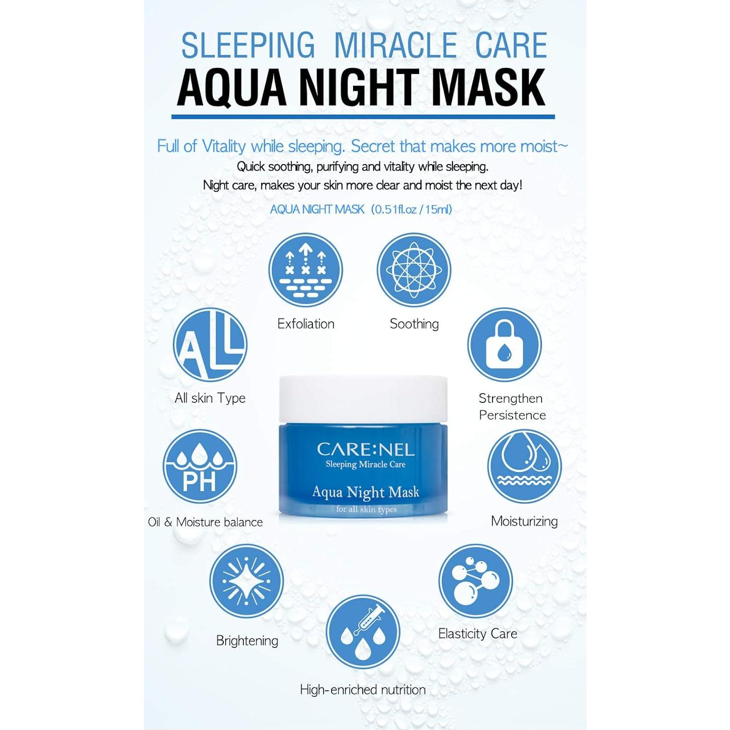 Mascarilla Nocturna Aqua CARENEL 15ml - Hidratante Facial