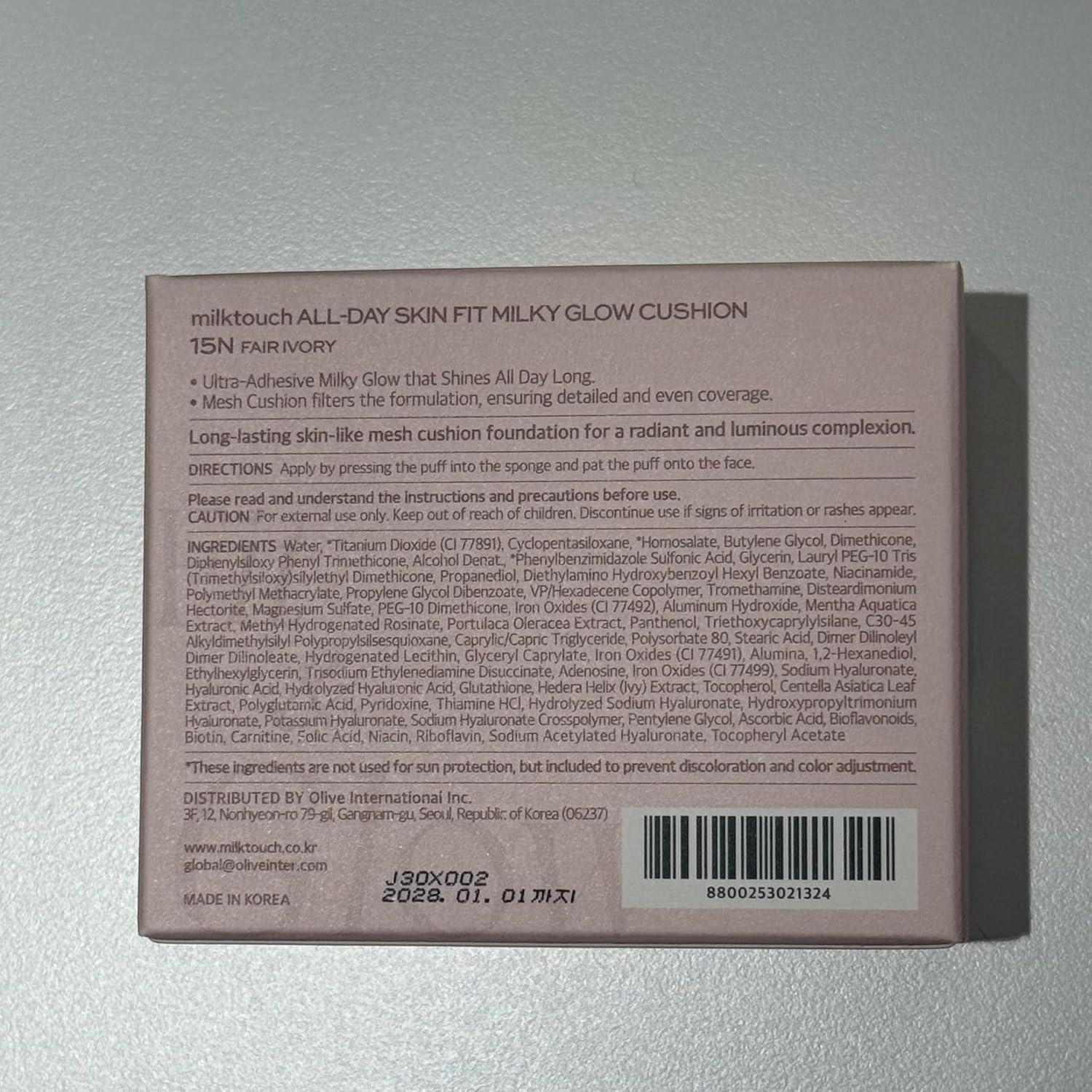 Base de Maquillaje Cushion MilkTouch 24H 15N Marfil Claro