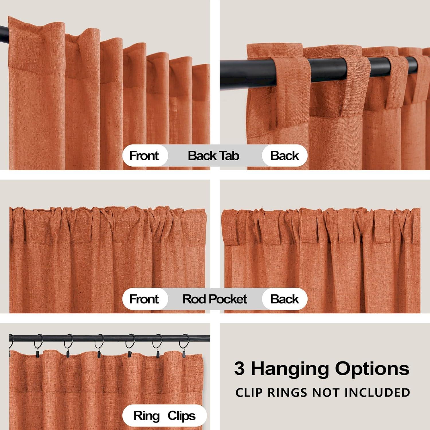 Cortinas Naranjas KOUFALL 2 Piezas 132x160 cm Lino Filtrante