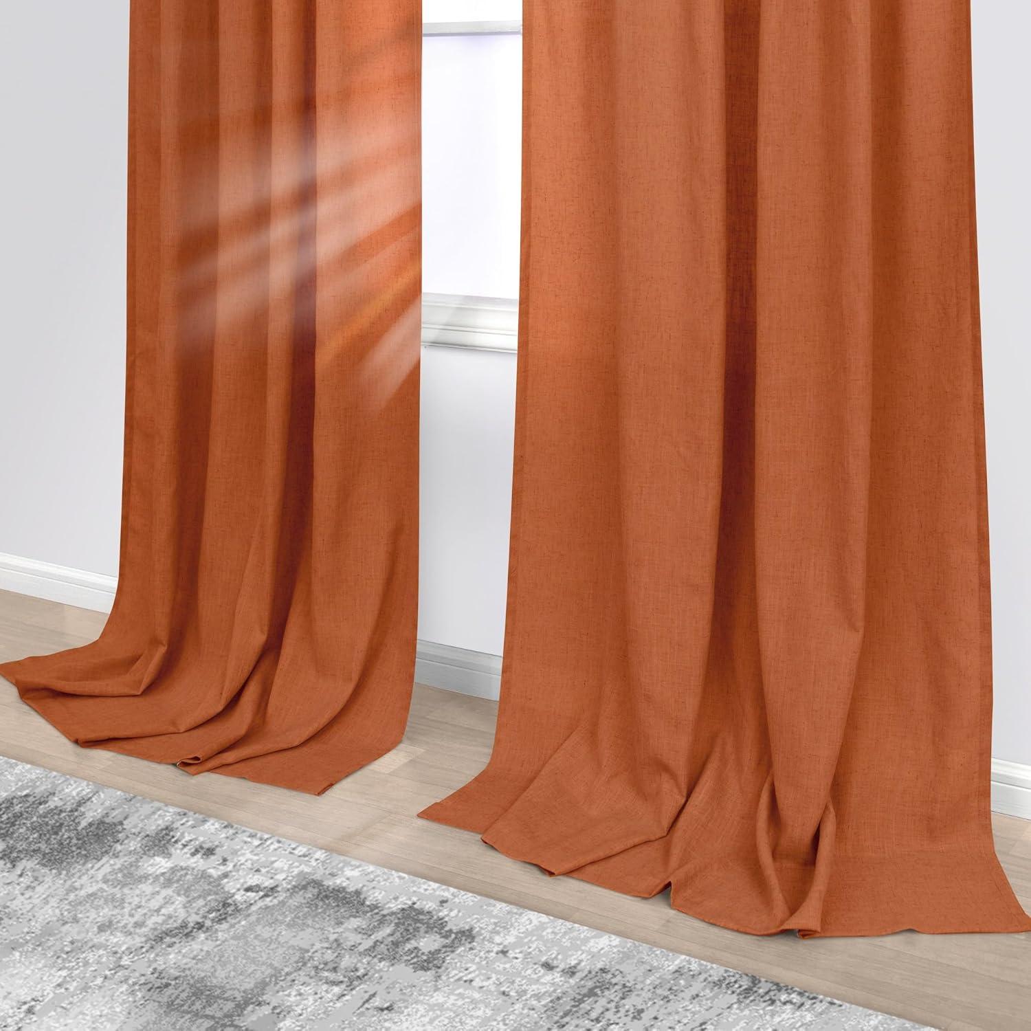 Cortinas Naranjas KOUFALL 2 Piezas 132x160 cm Lino Filtrante