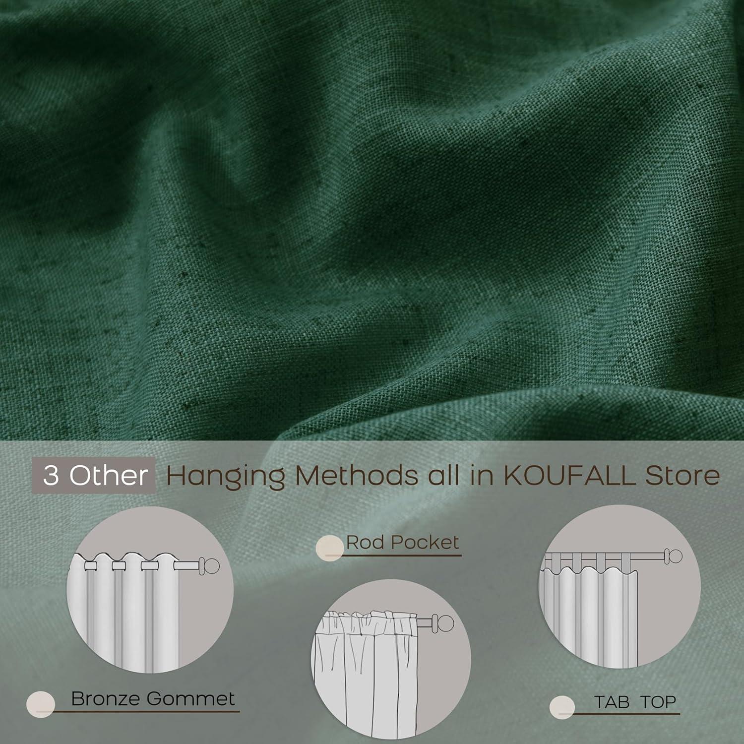 Cortinas KOUFALL 132x244 cm Juego de 2 Paneles Verde