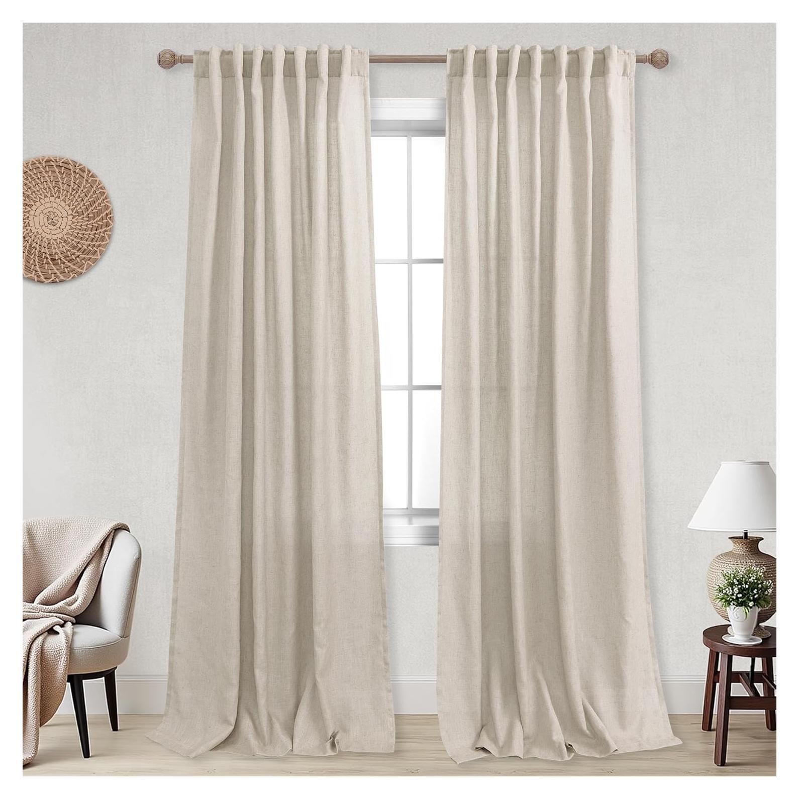 Cortinas KOUFALL de Lino 52x234 cm con Bolsillo para Varilla