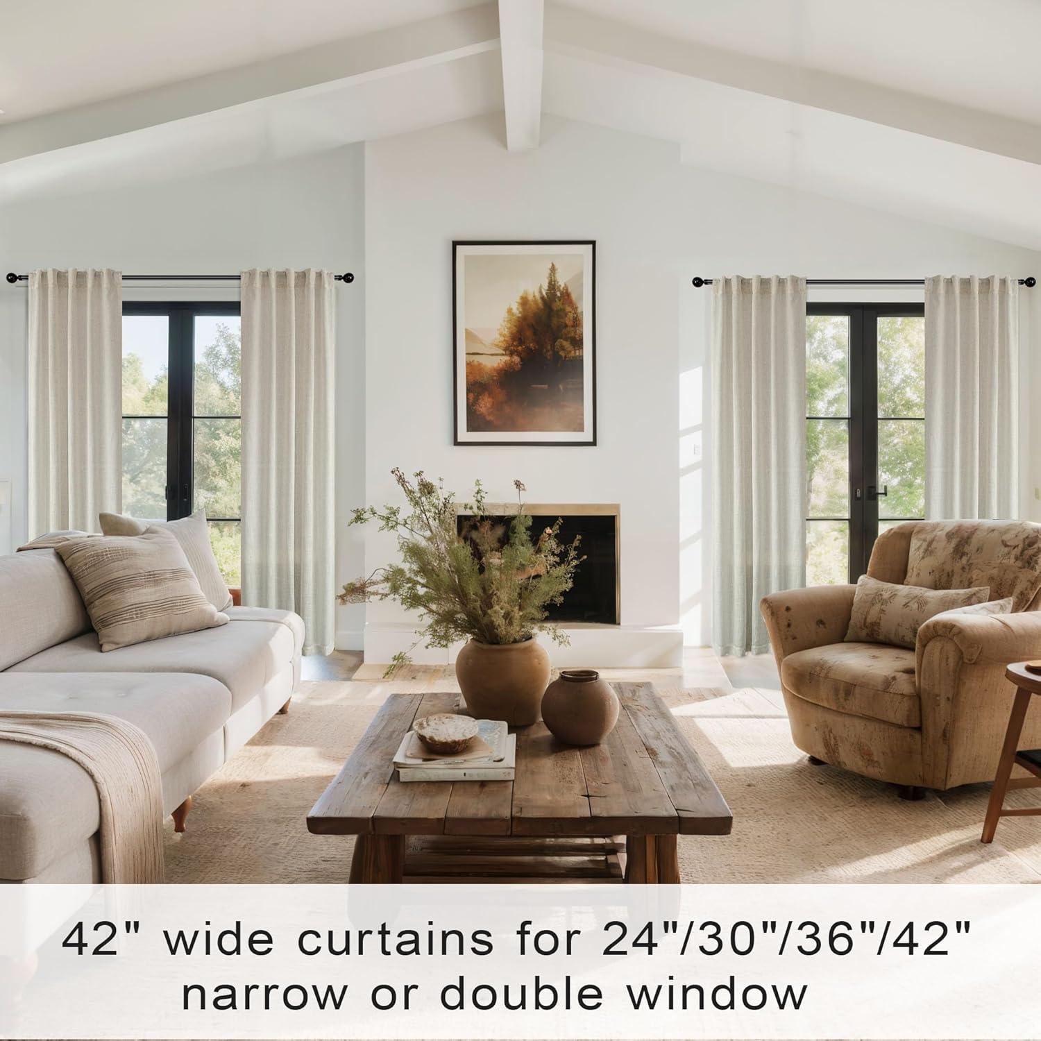 Cortinas KOUFALL de Lino 52x234 cm con Bolsillo para Varilla