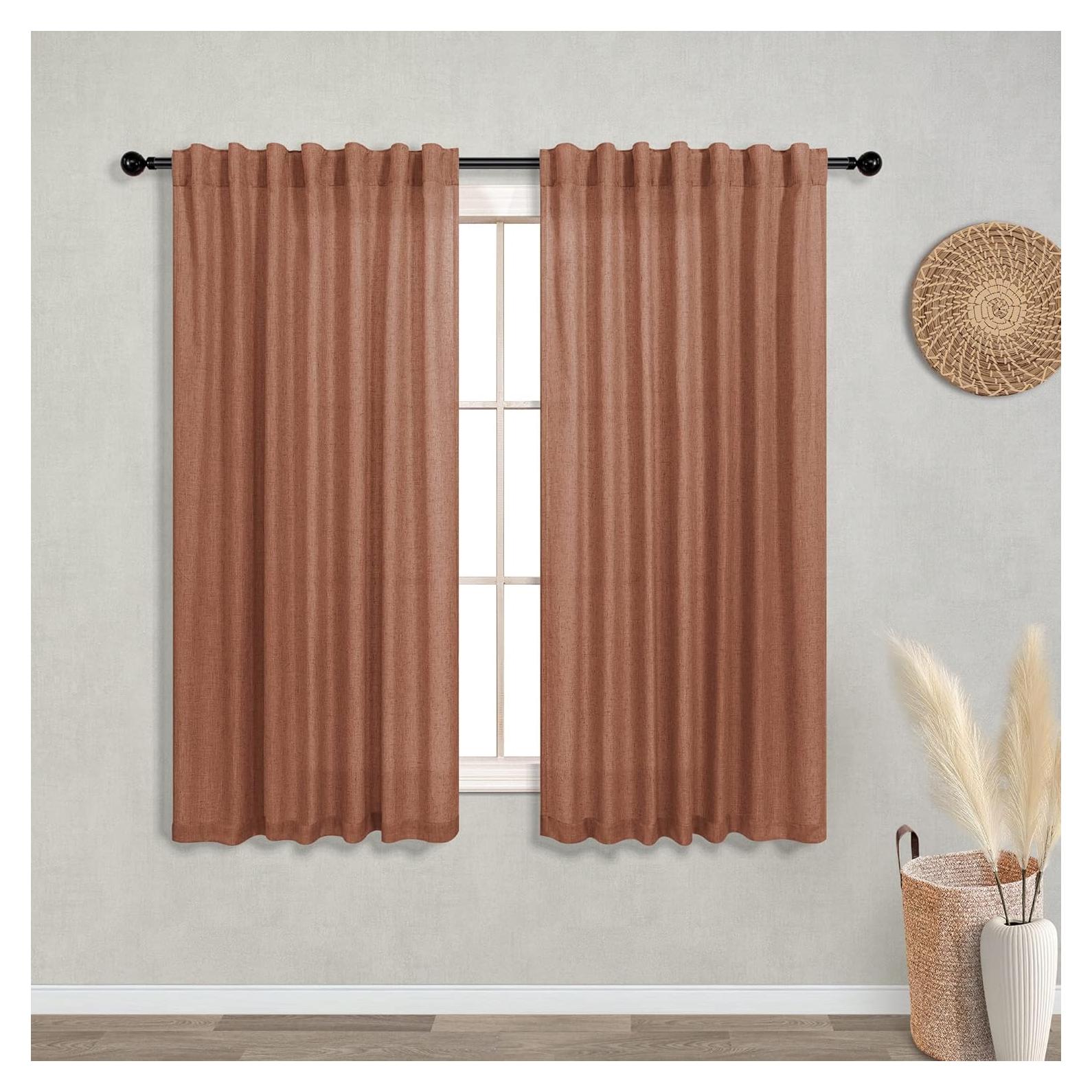 Cortinas Sheer KOUFALL Terracota 52x137 cm Pack 2