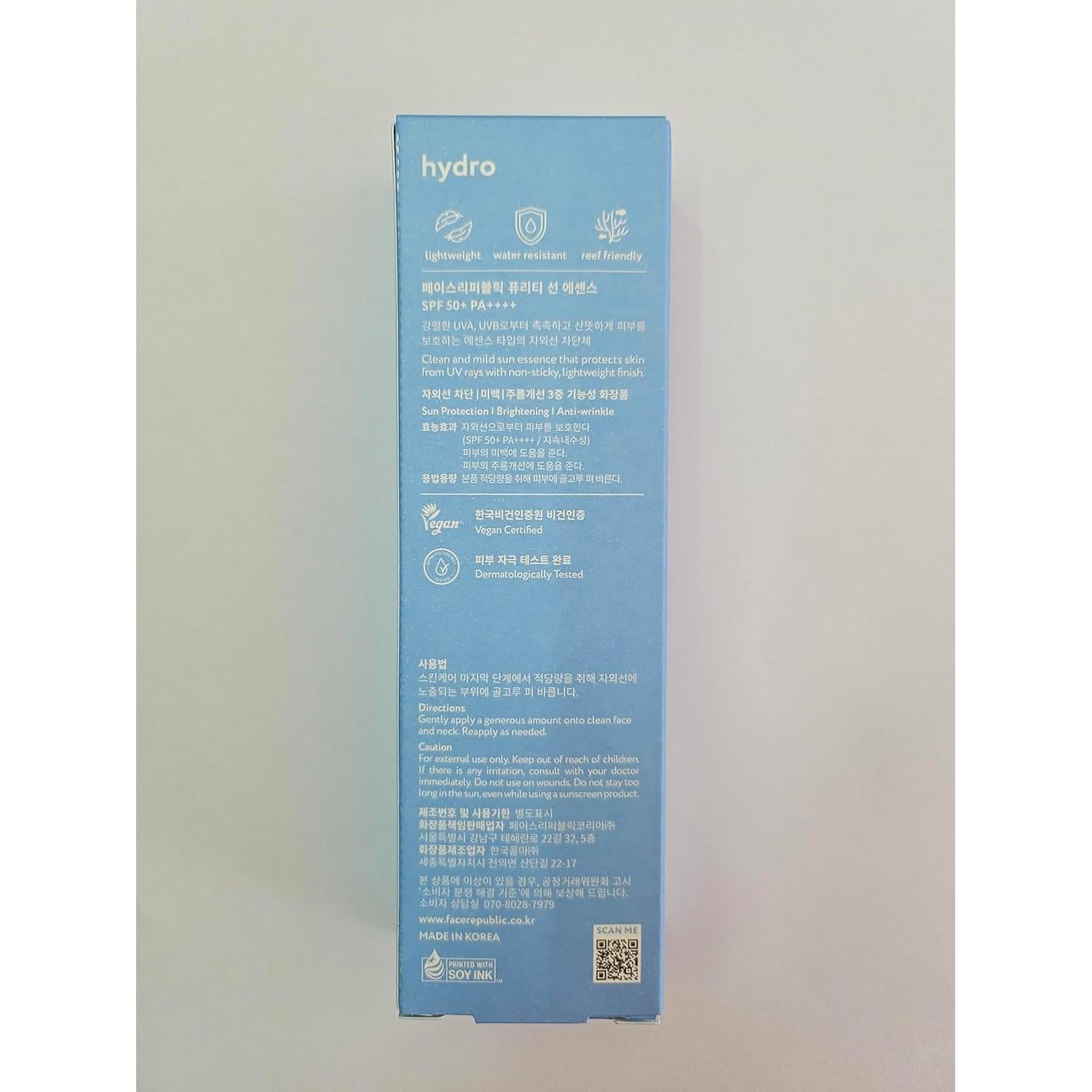 Face Republic Protector Solar Coreano 50ml SPF50+ Sin Residuos