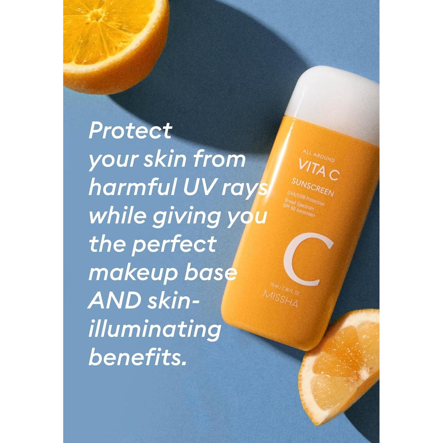 MISSHA Protector Solar Vita C SPF 50 - 69.9 ml, Ligero y No Pegajoso