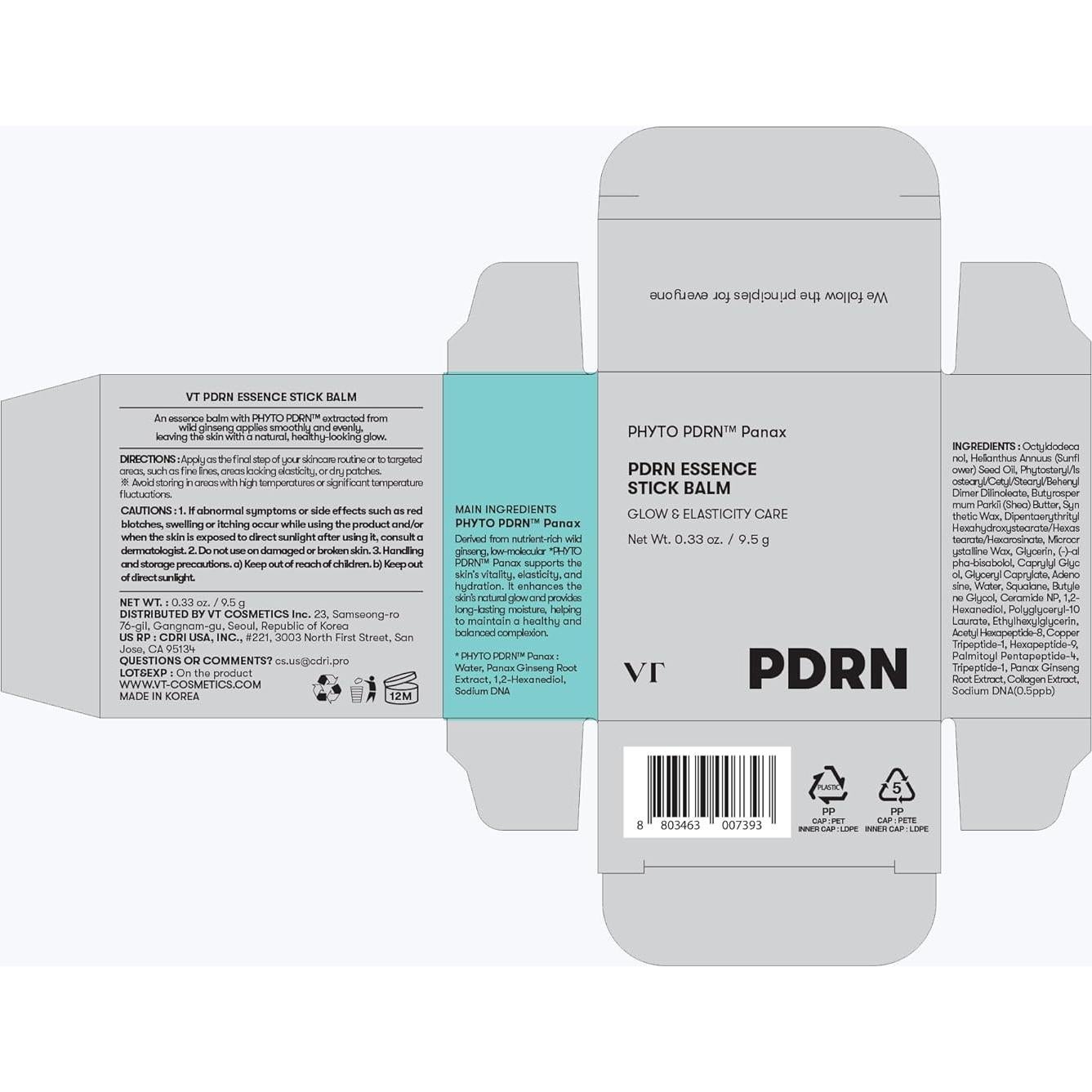 Bálsamo en Stick PDRN VT COSMETICS 9.4 g - Antiarrugas y Hidratante