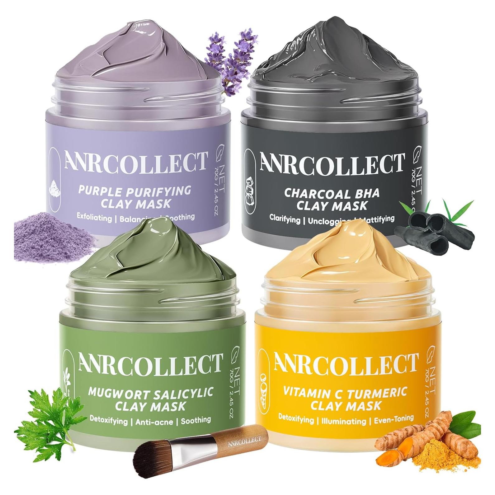 Juego de Mascarillas Faciales ANRCOLLECT - 4 Piezas con Arcilla