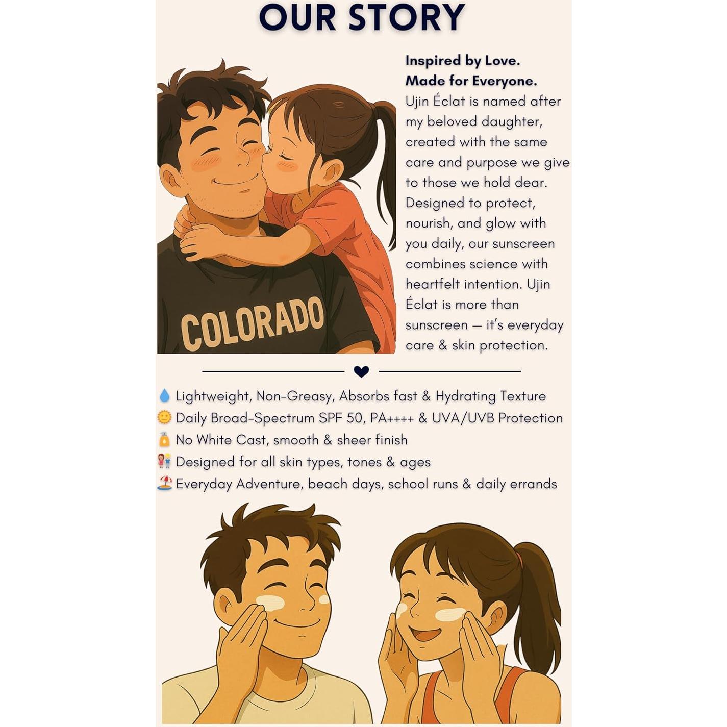 Protector Solar Ujin Eclat SPF 50 con Óxido de Zinc 48g