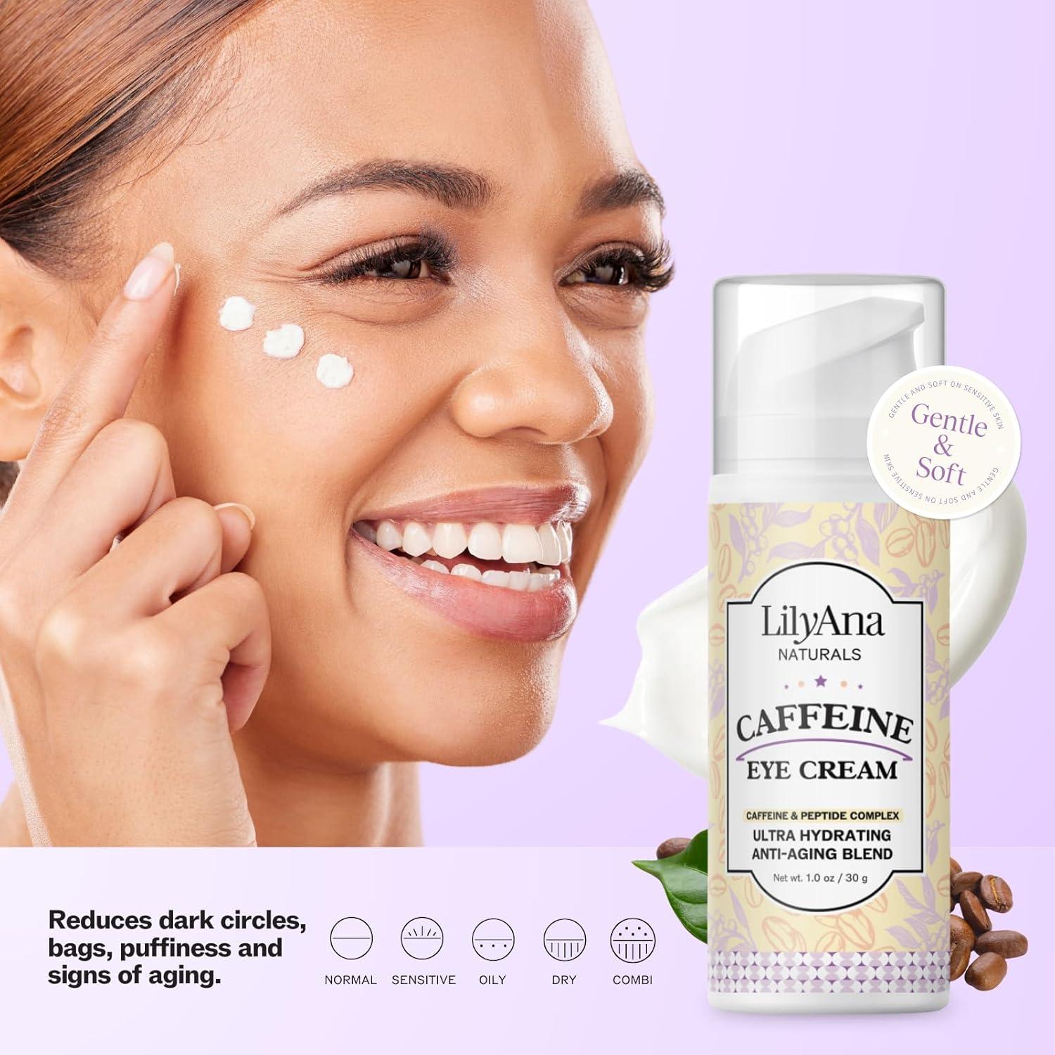 Crema para Ojos LilyAna Naturals 30ml con Cafeína y Péptidos