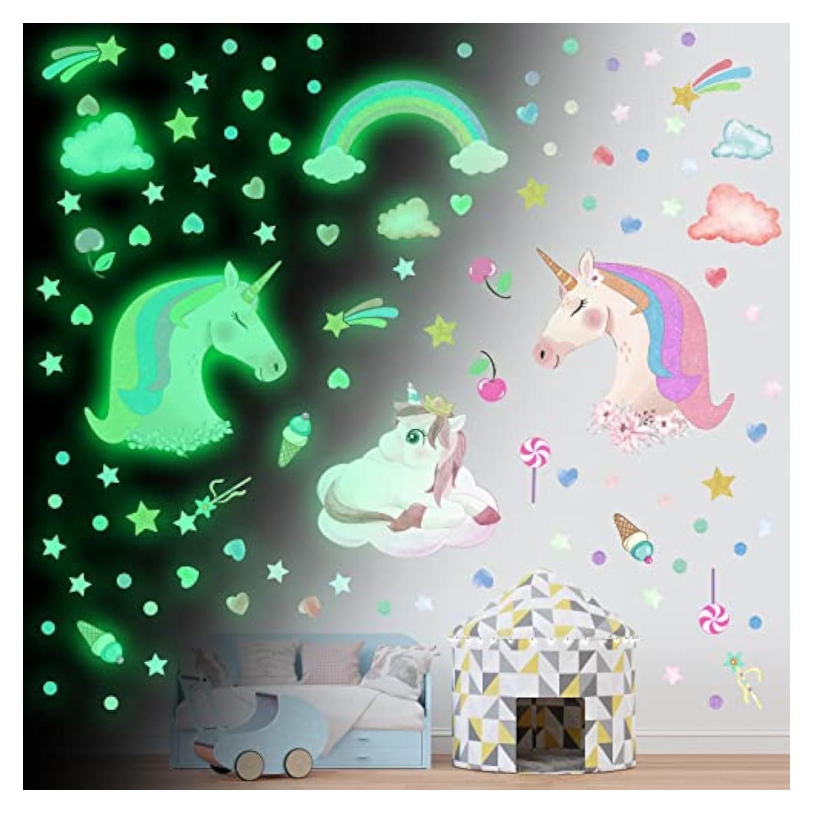 Calcomanías de Pared Unicornio Robmoda Brillantes 4 Piezas
