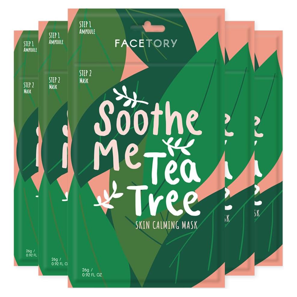 Mascarilla Facial FACETORY Soothe Me Tea Tree 5 Paquetes
