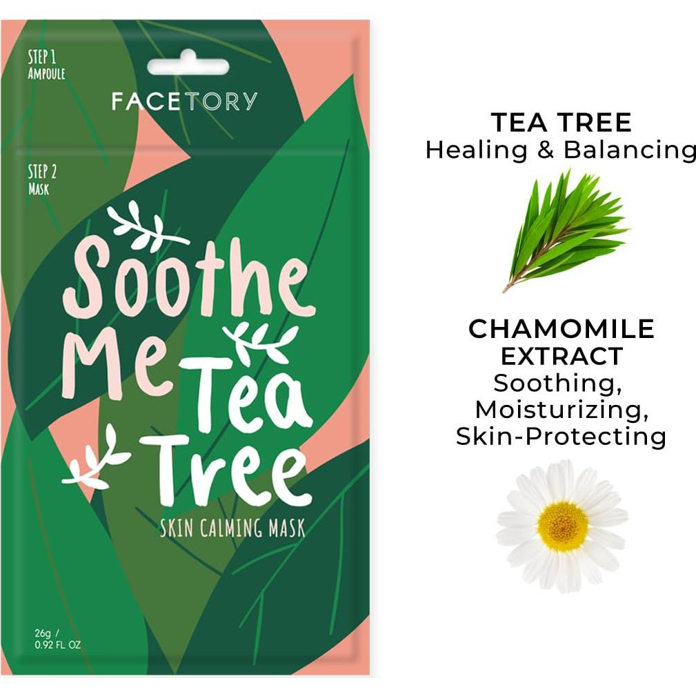 Mascarilla Facial FACETORY Soothe Me Tea Tree 5 Paquetes