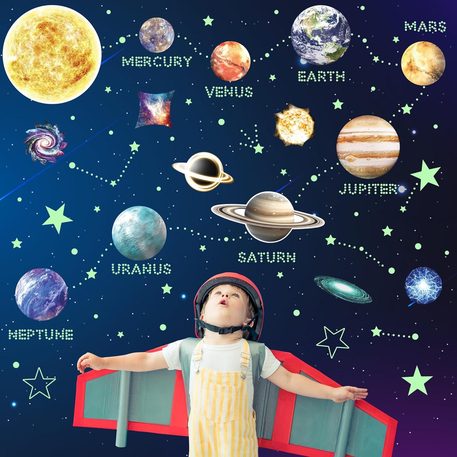 Calcomanías Brillantes del Sistema Solar Robmoda 128 Piezas