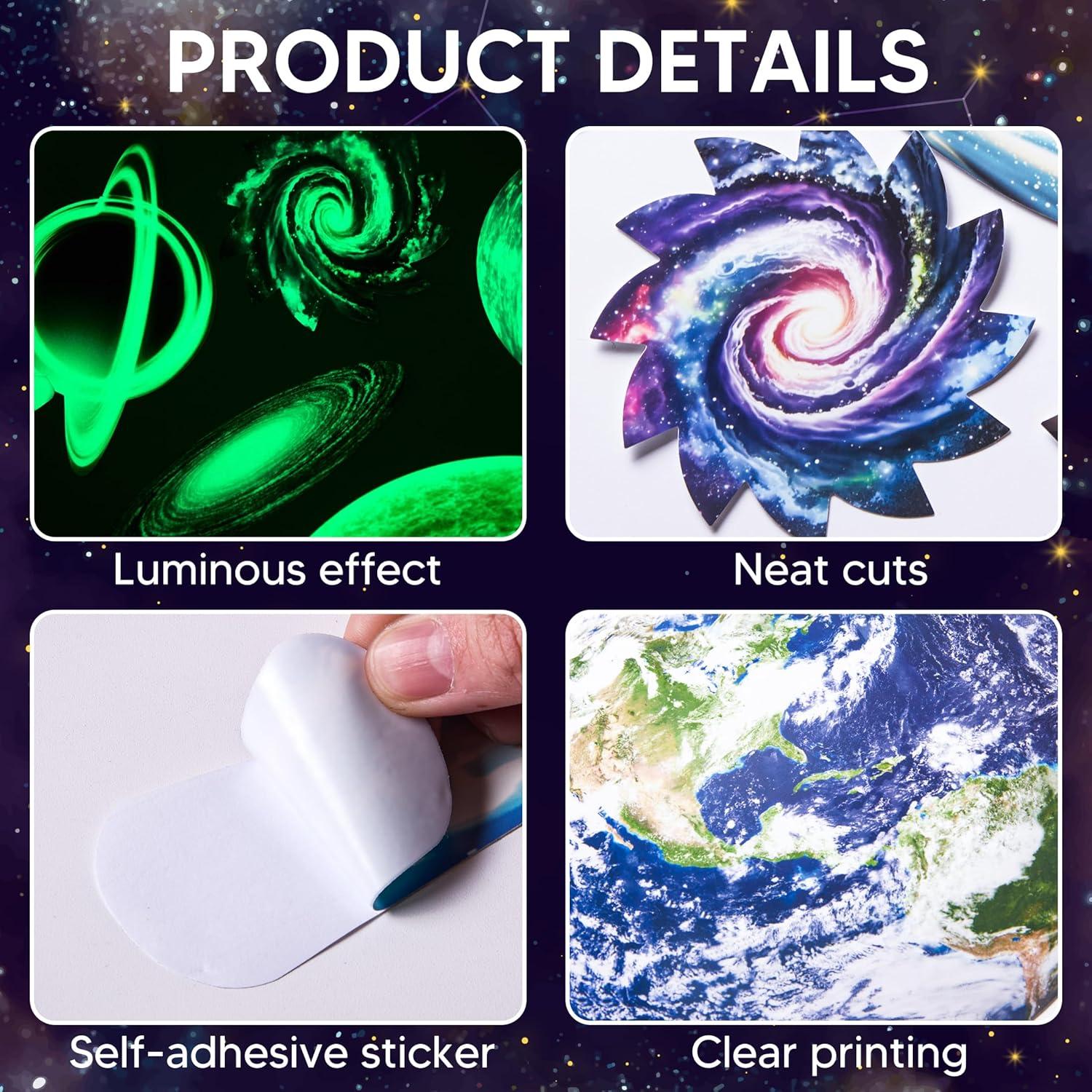 Calcomanías Brillantes del Sistema Solar Robmoda 128 Piezas