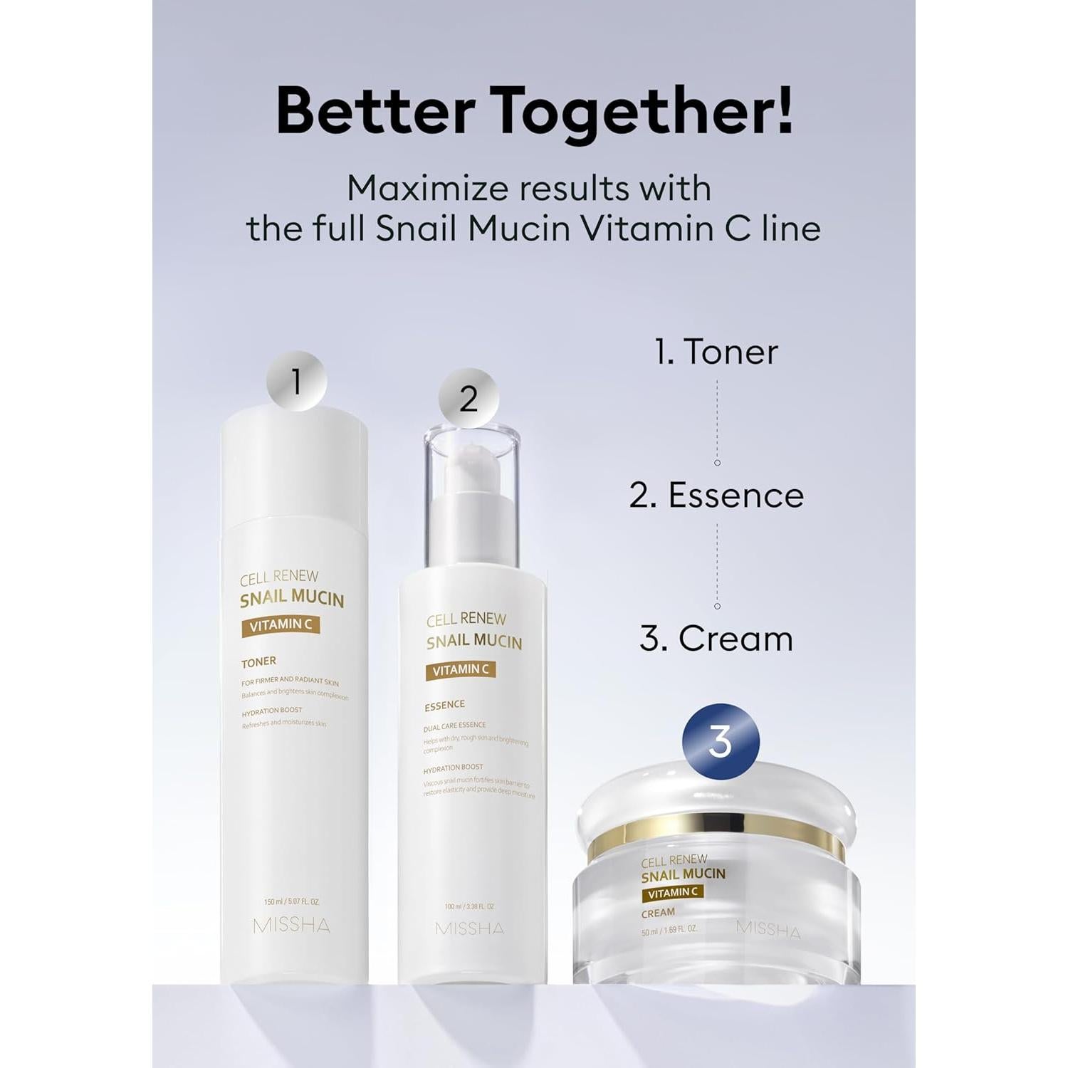 Crema Hidratante de Mucina de Caracol con Vitamina C MISSHA 50 ml