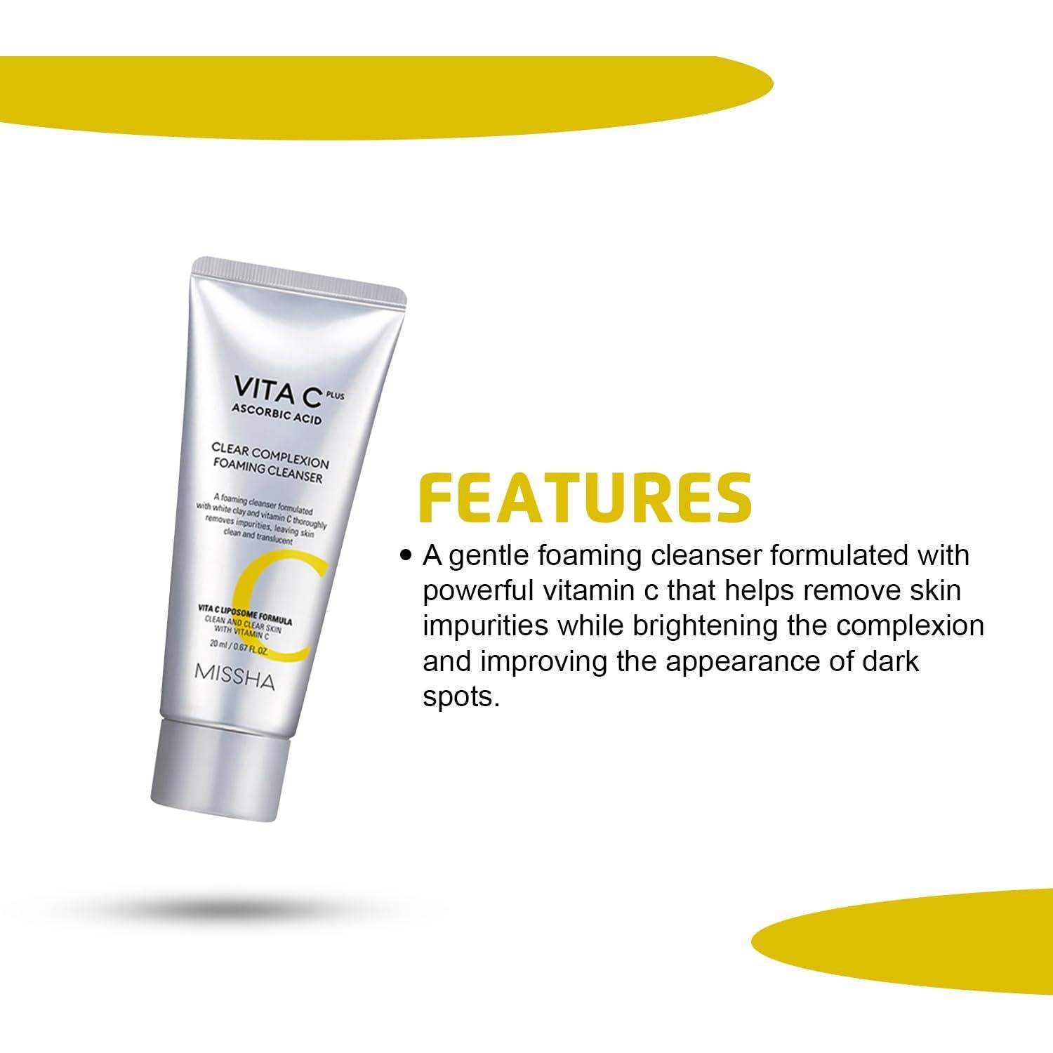 Limpiador Espumoso Missha Vita C Plus 120ml - Piel Radiante