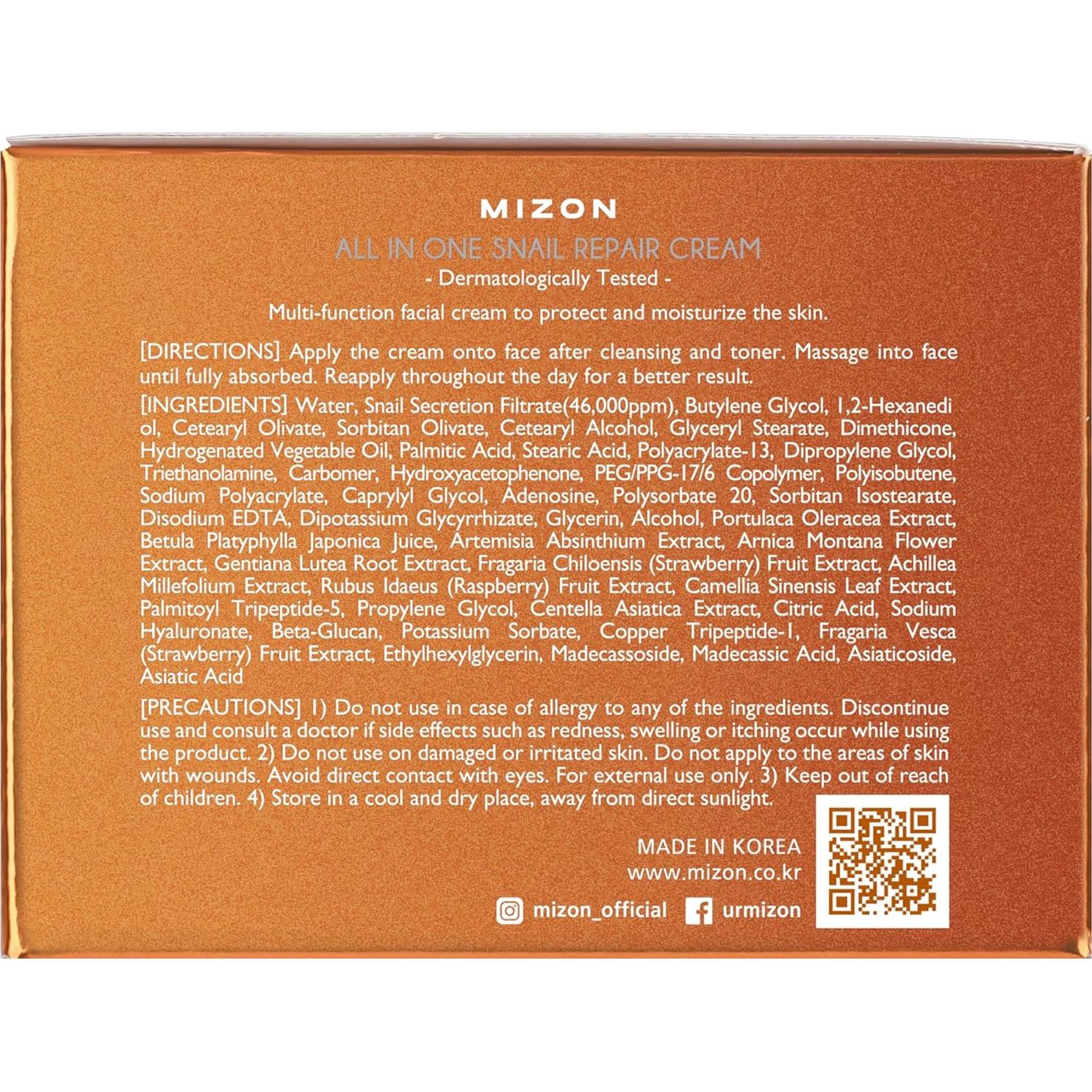 Crema Reparadora Todo en Uno Mizon 74.8 ml con Caracol