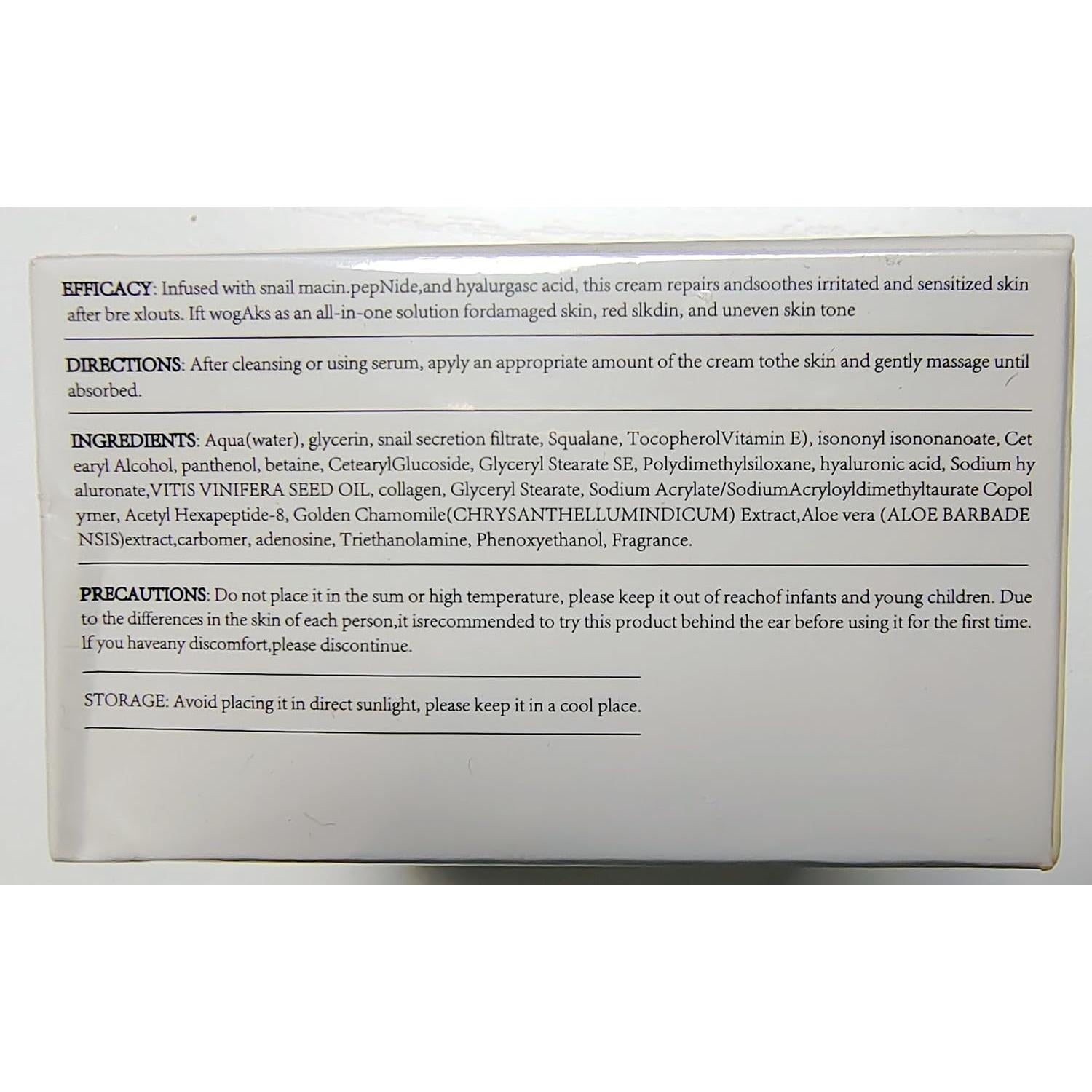 Crema Hidratante Mucina de Caracol 93% Shengnan 100g