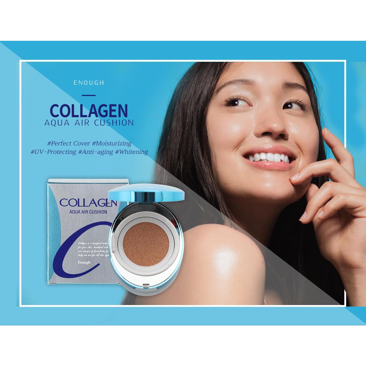 Cushion Compacto Enough Collagen Aqua Air 15g SPF50 Beige Claro