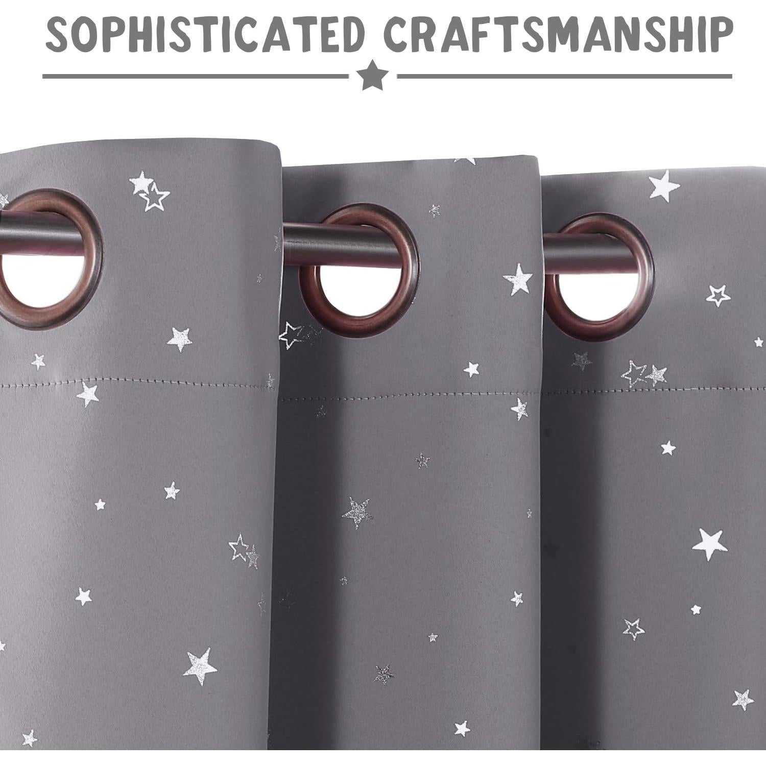 Cortinas Blackout PrinceDeco 2 Paneles Estrellas Brillantes