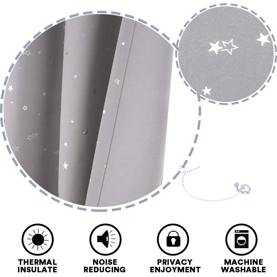 Cortinas Blackout PrinceDeco 2 Paneles Estrellas Brillantes