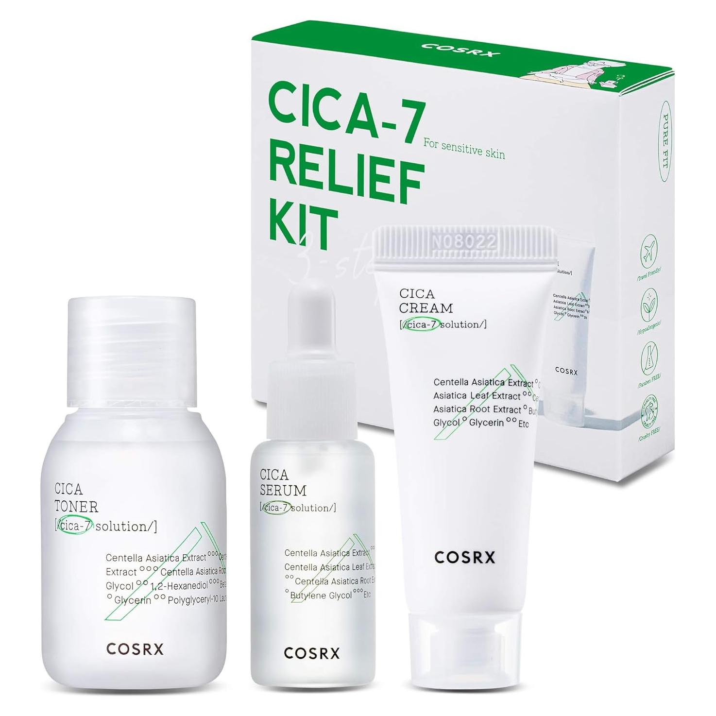 COSRX CICA Kit de Alivio - Tónico, Suero y Crema 3 Piezas