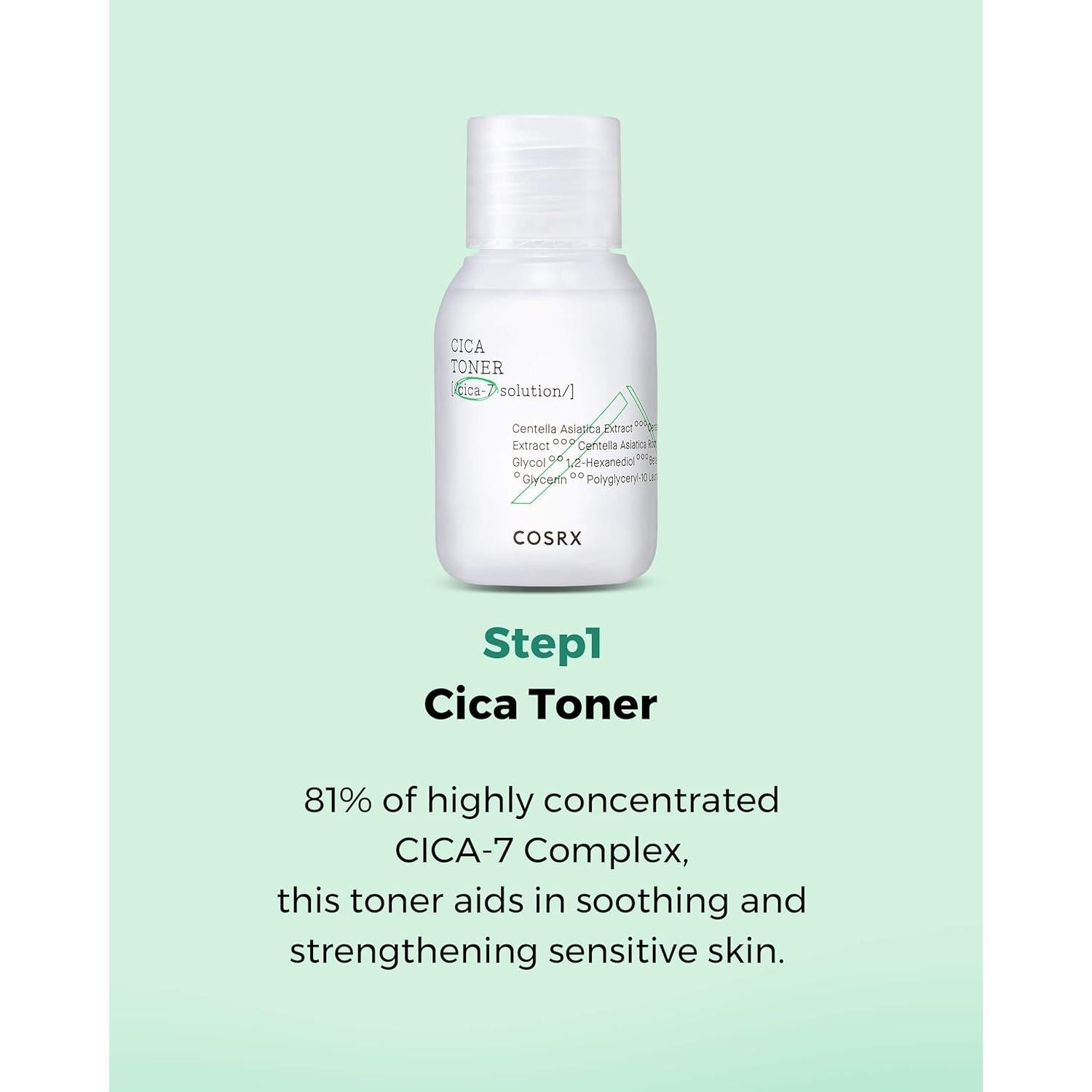 COSRX CICA Kit de Alivio - Tónico, Suero y Crema 3 Piezas