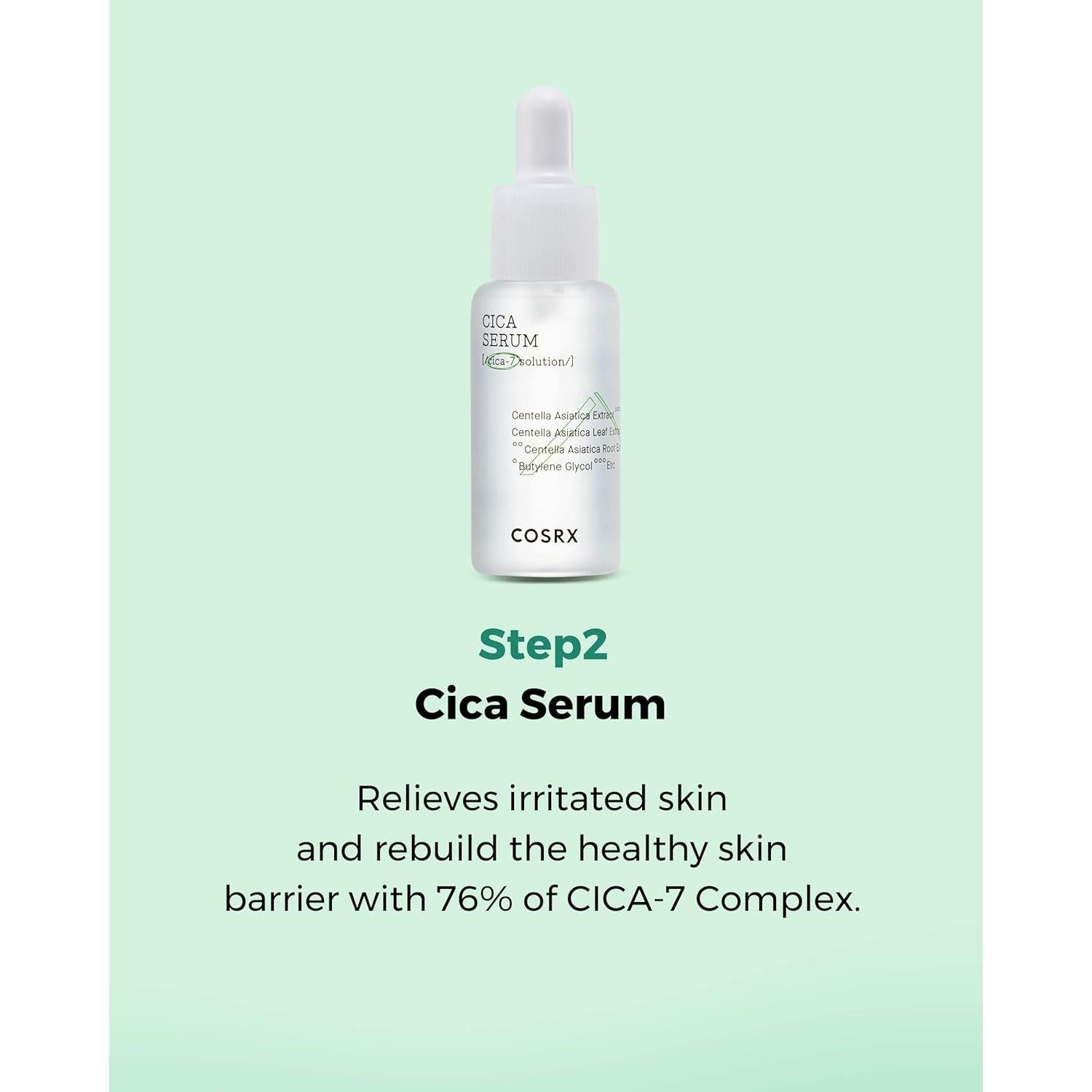 COSRX CICA Kit de Alivio - Tónico, Suero y Crema 3 Piezas