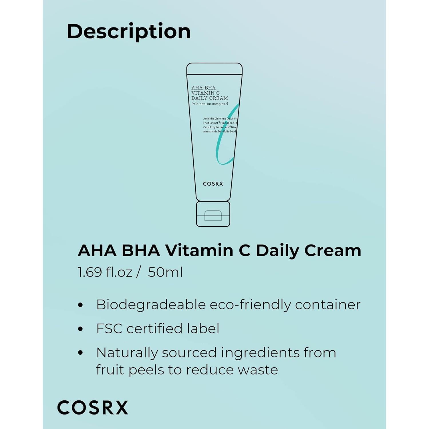Crema Facial COSRX AHA BHA Vitamina C 50 ml Antienvejecimiento