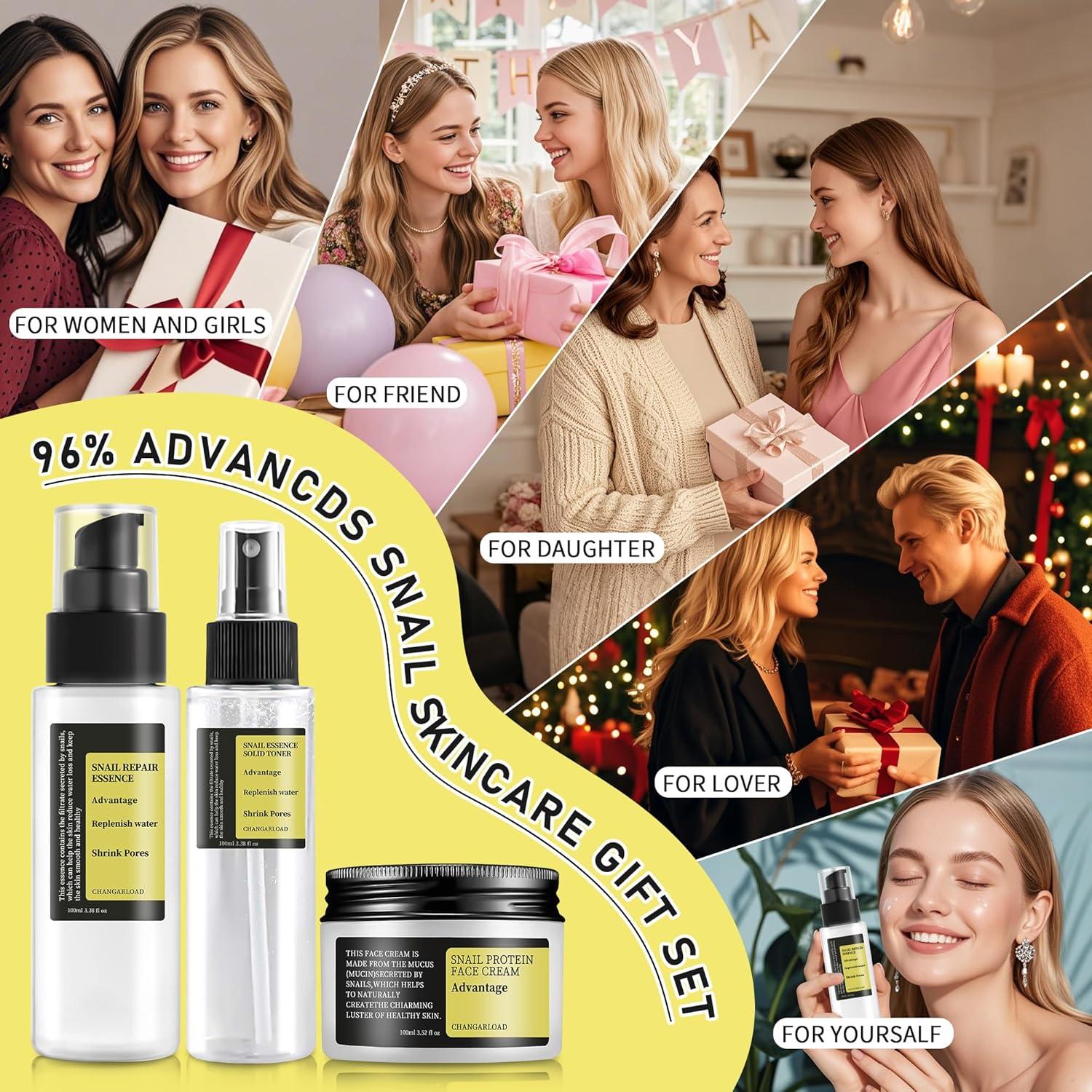 Conjunto de Cuidado de Piel CHANGARLOAD 3 Piezas Mucina Caracol