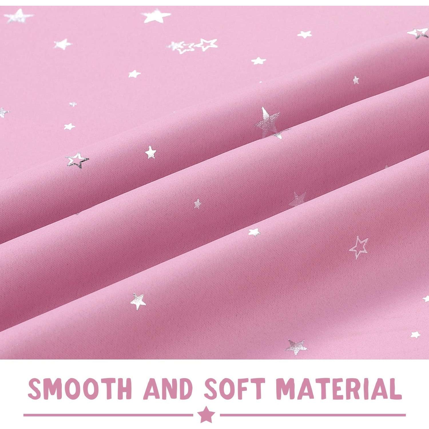 Cortinas Blackout PrinceDeco 2 Paneles Rosa Estrellas