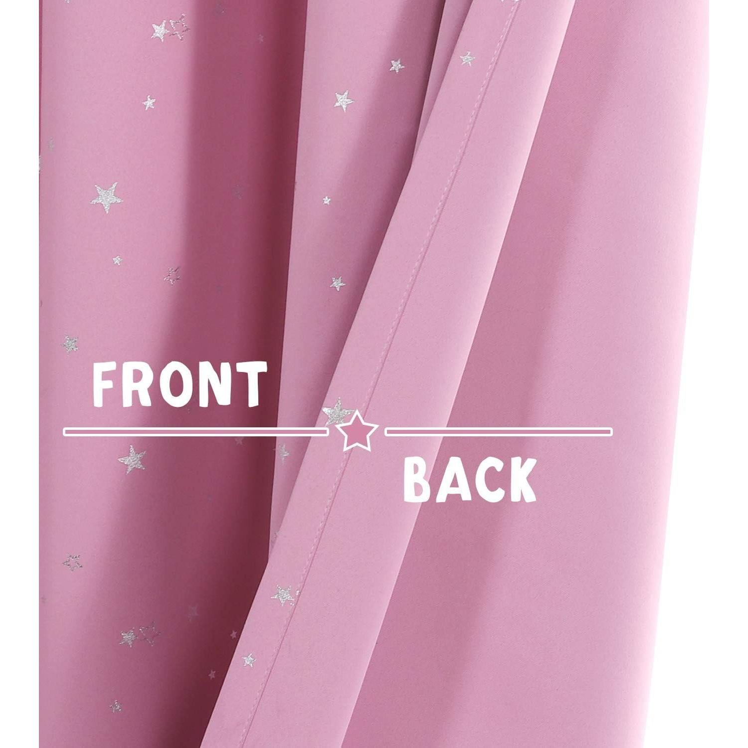 Cortinas Blackout PrinceDeco 2 Paneles Rosa Estrellas