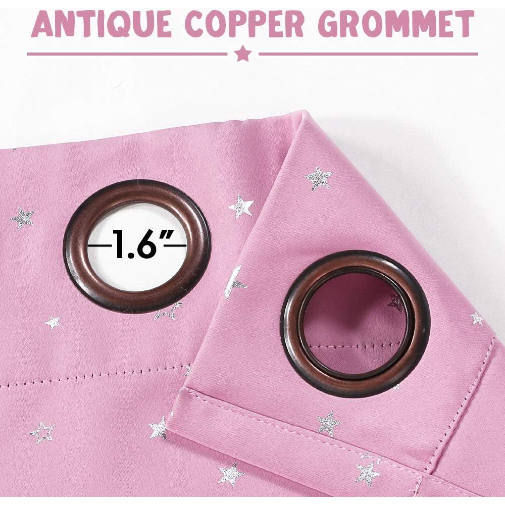 Cortinas Blackout PrinceDeco 2 Paneles Rosa Estrellas