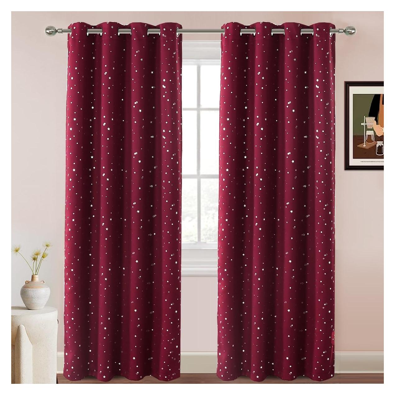 Cortinas Blackout PrinceDeco 2 Paneles 132x213 cm Burdeos