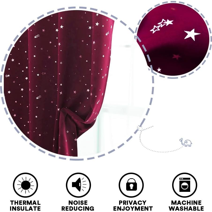 Cortinas Blackout PrinceDeco 2 Paneles 132x213 cm Burdeos