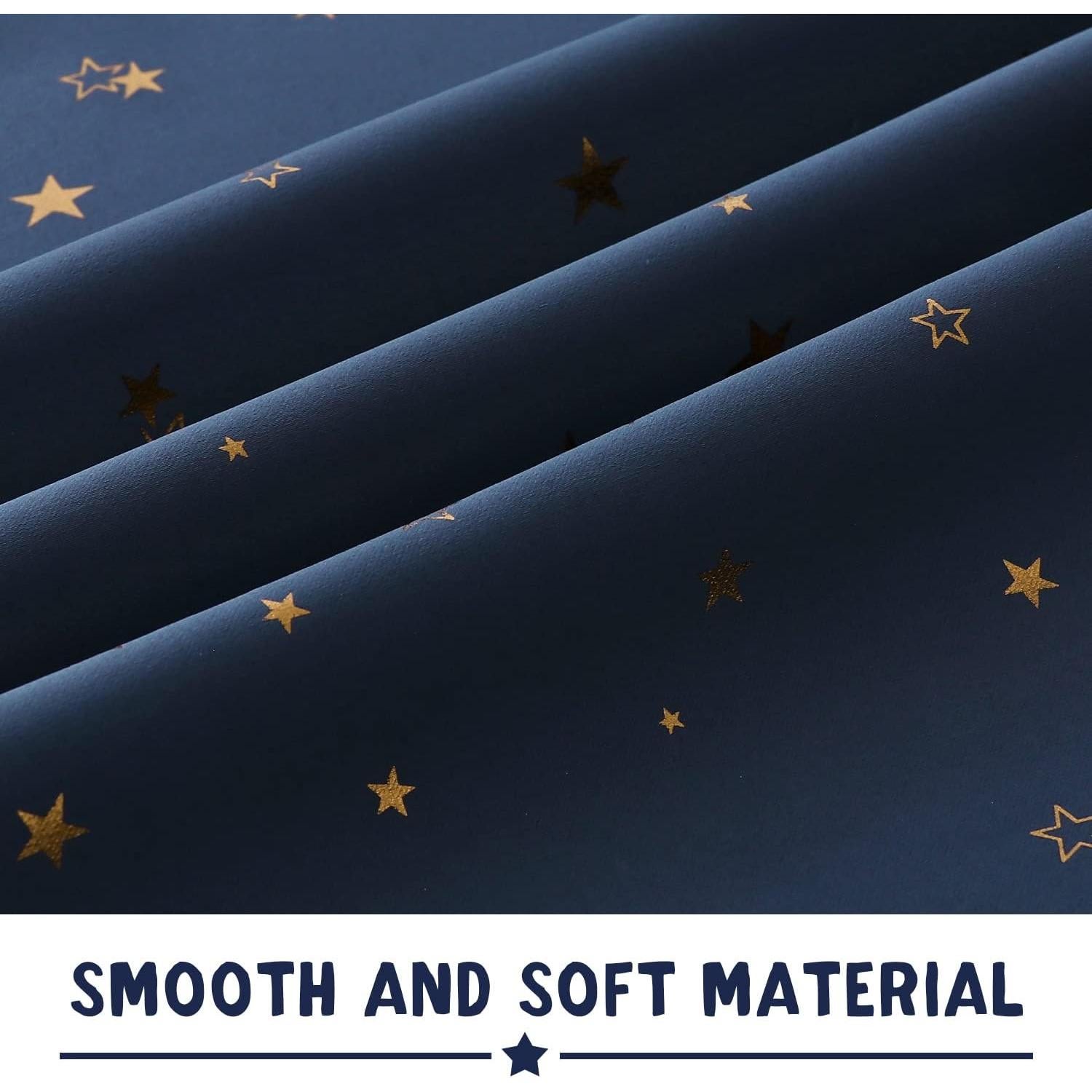 Cortinas Blackout PrinceDeco 2 Paneles Estrellas Marino/Bronce