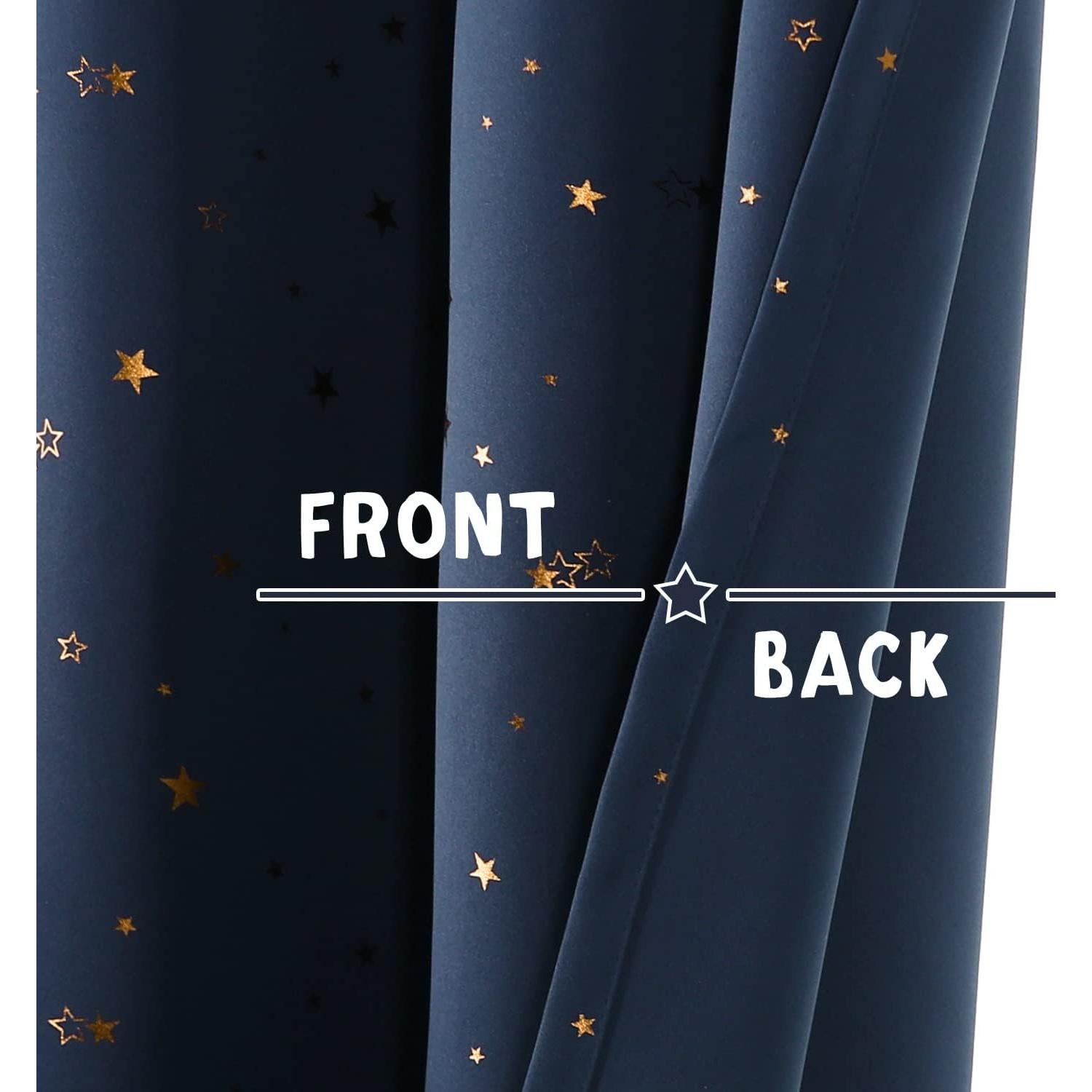 Cortinas Blackout PrinceDeco 2 Paneles Estrellas Marino/Bronce