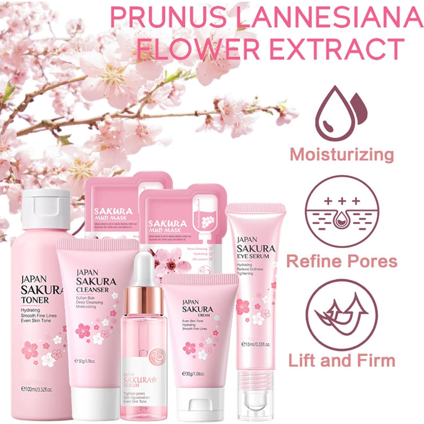 Set de Cuidado de la Piel Sakura 7 Piezas - Hidratante Facial