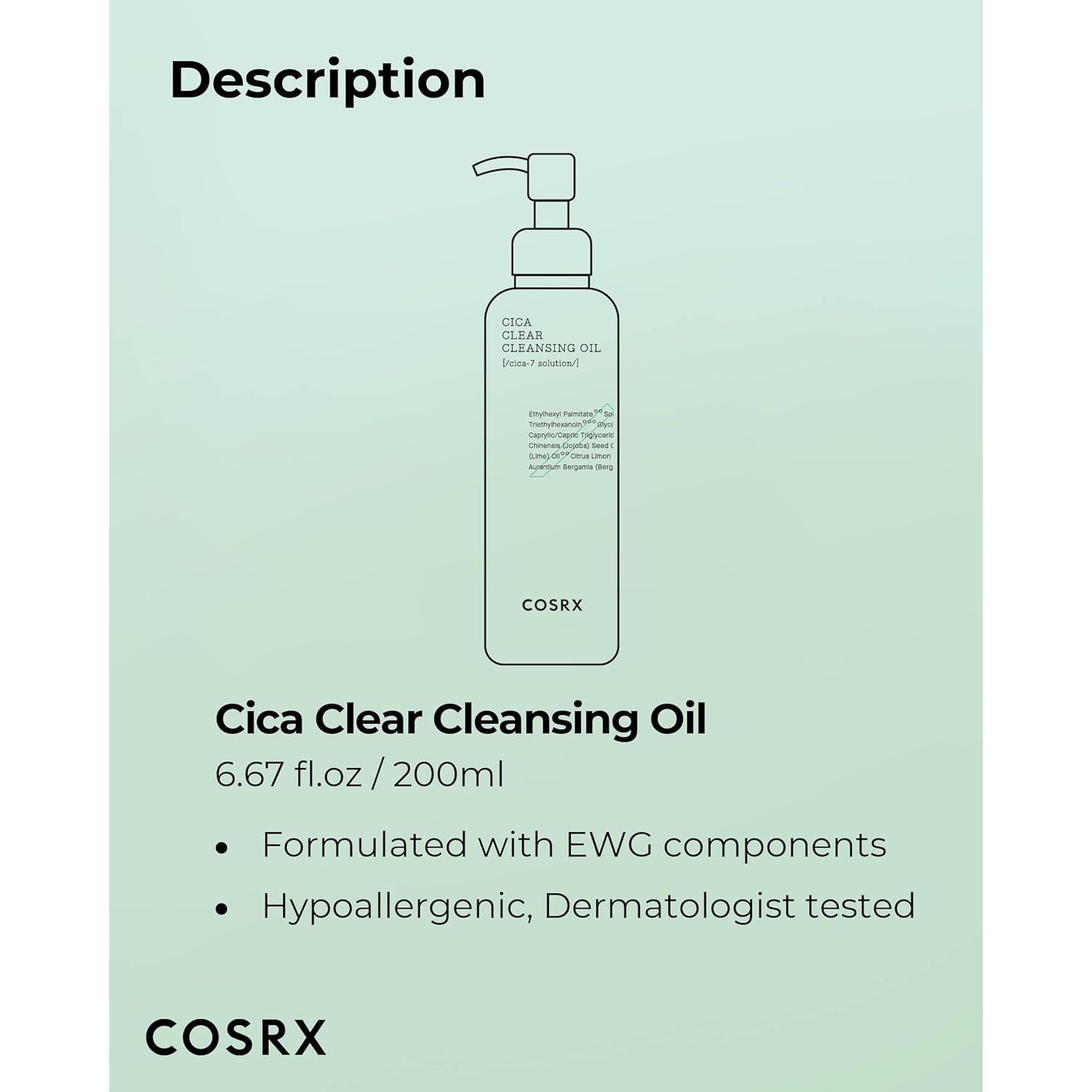 COSRX Aceite Limpiador Cica 200ml - Piel Sensible, Hidratante