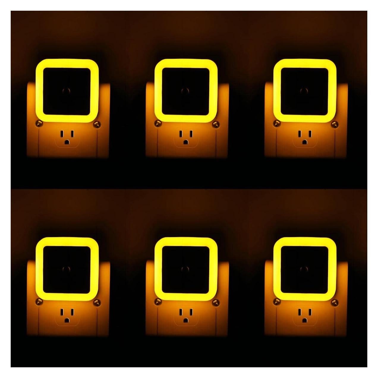 Luz Nocturna KINUR 6 Pack LED Sensor Crepúsculo Ámbar