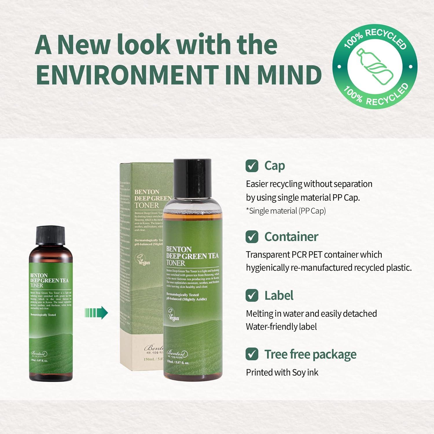 Tónico Facial BENTON Té Verde Profundo 150ml Piel Grasa Sensible