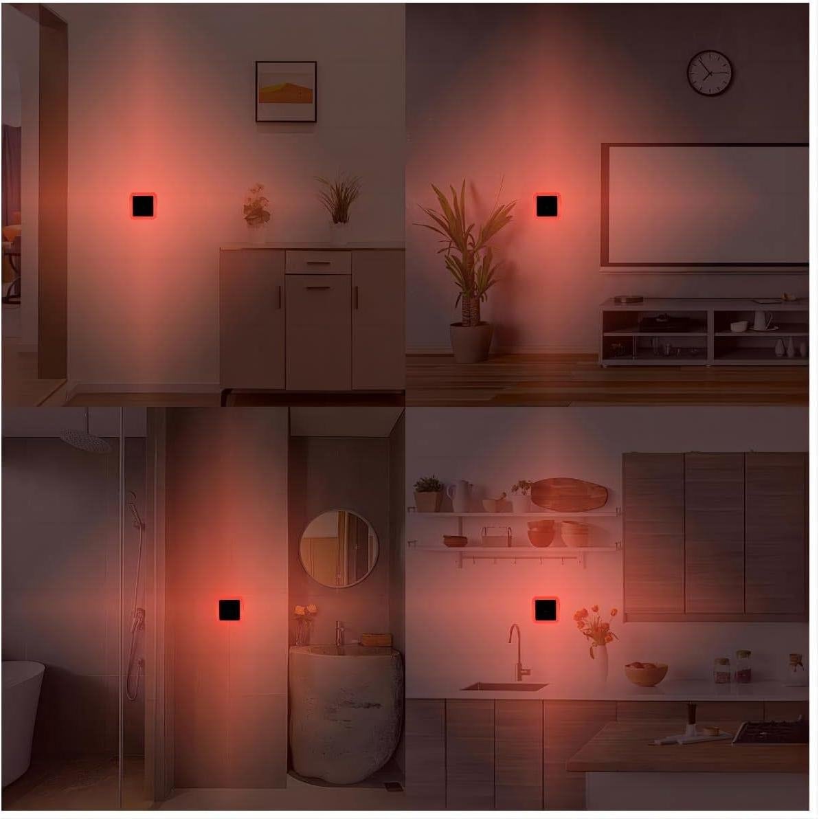 Luz Nocturna LED KINUR 6 Pack Roja con Sensor Crepúsculo
