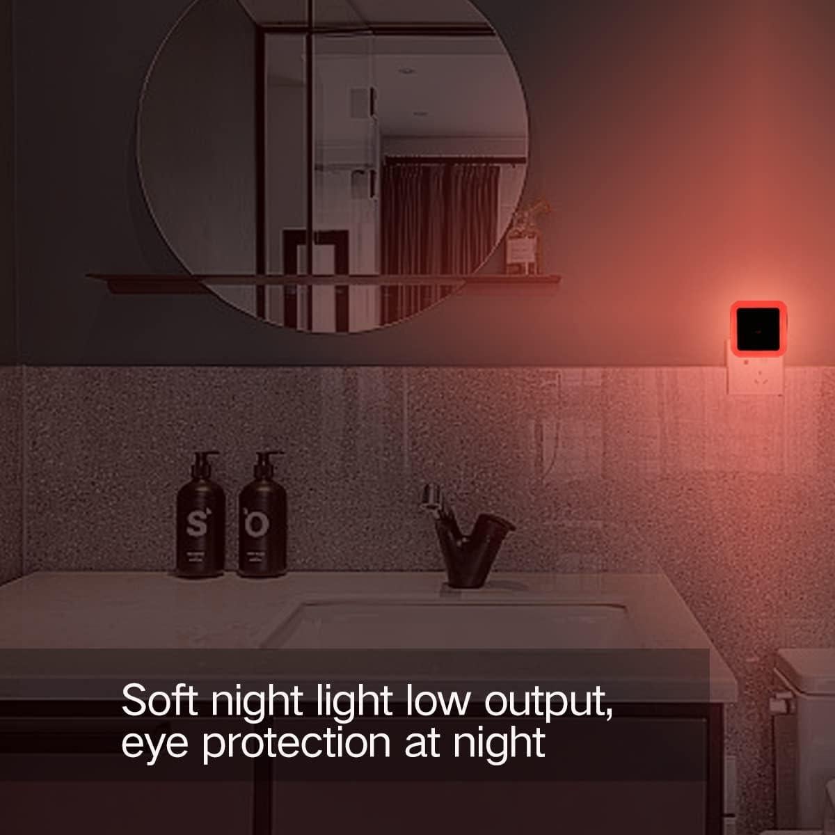 Luz Nocturna LED KINUR 6 Pack Roja con Sensor Crepúsculo