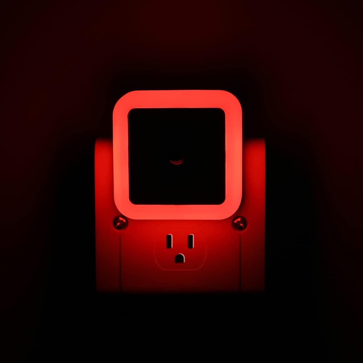 Luz Nocturna LED KINUR 6 Pack Roja con Sensor Crepúsculo