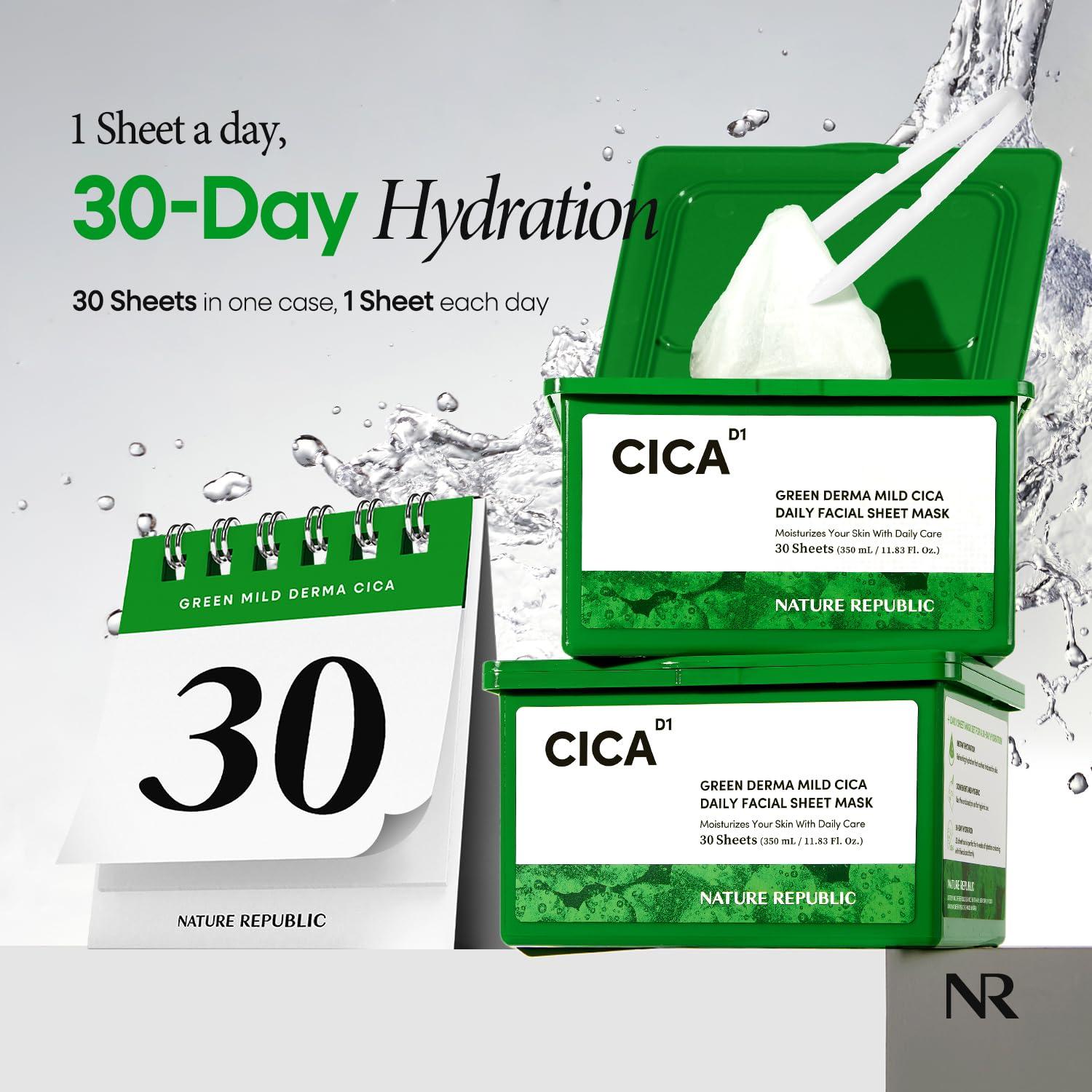 Mascarillas Faciales Cica Daily Nature Republic - 30 Hojas