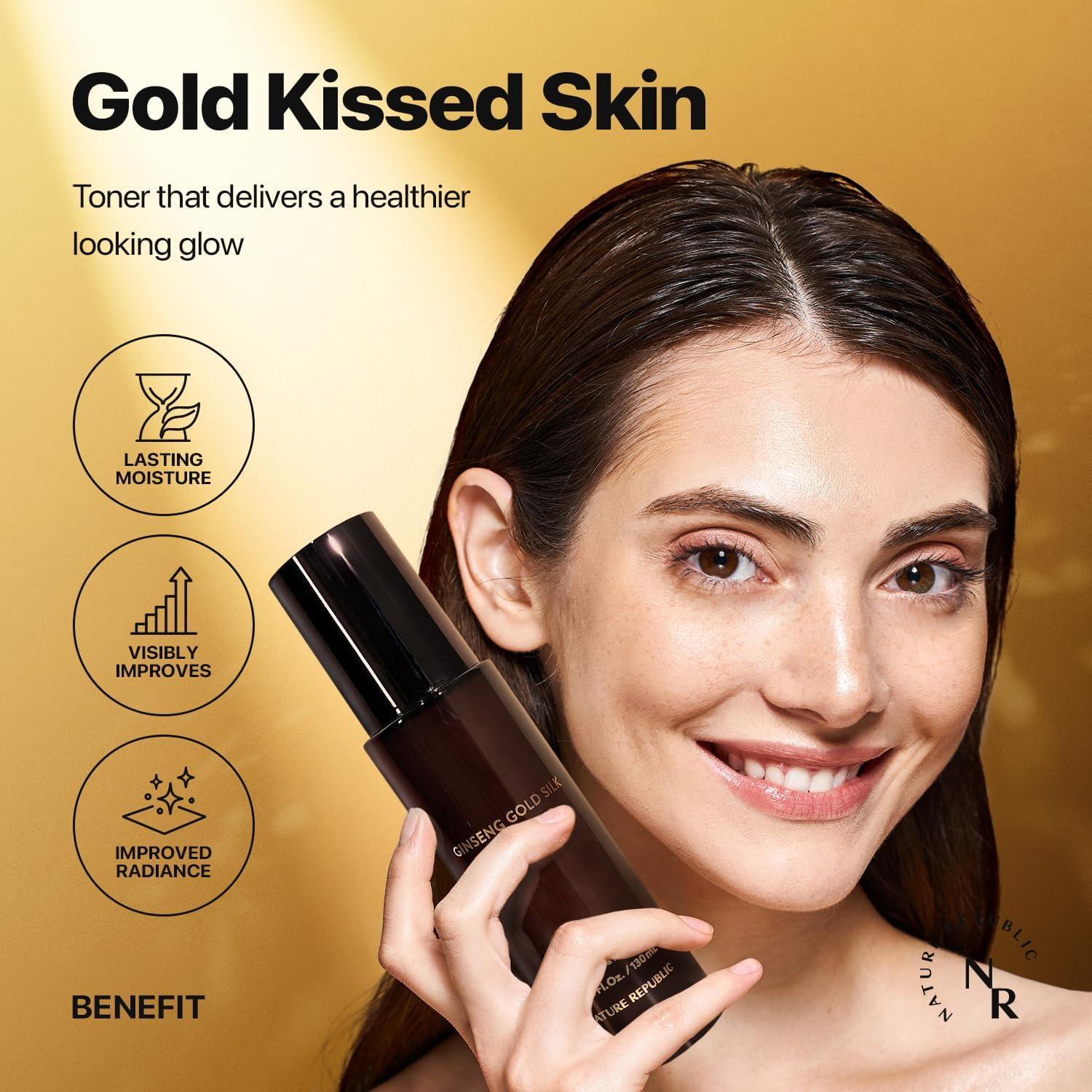 Tónico Facial de Seda de Ginseng Dorado Nature Republic 130 ml