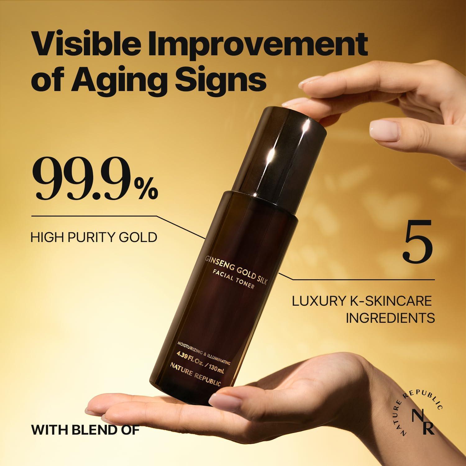 Tónico Facial de Seda de Ginseng Dorado Nature Republic 130 ml