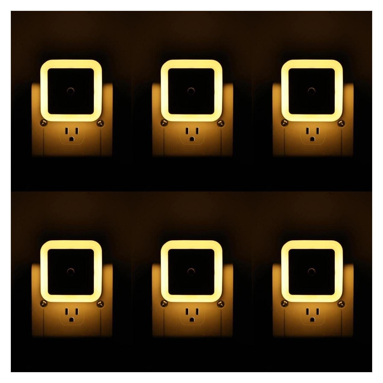 Luz Nocturna Enchufable KINUR LED Blanca Cálida 6 Piezas