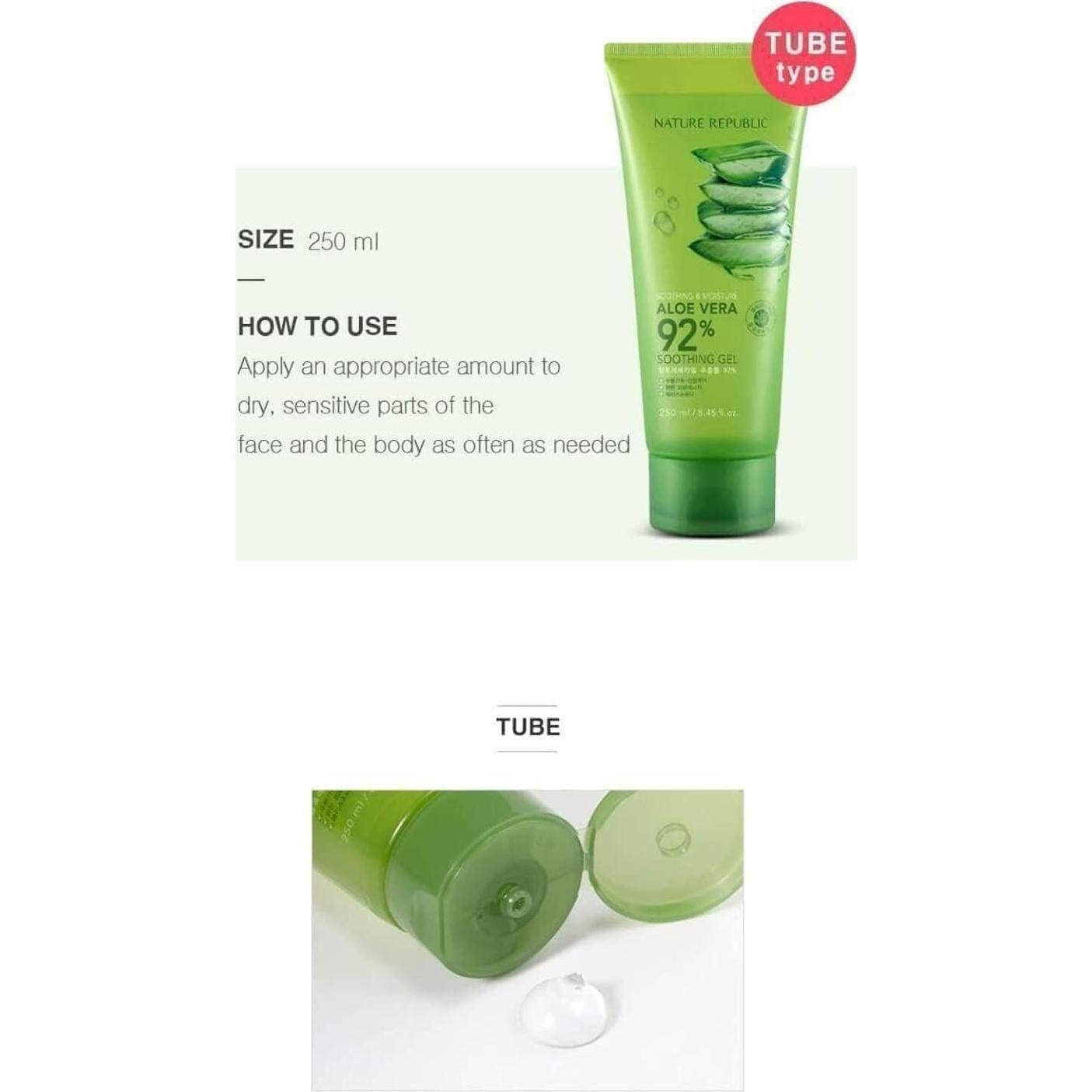Gel Calmante e Hidratante de Aloe Vera 92% Nature Republic 312 ml